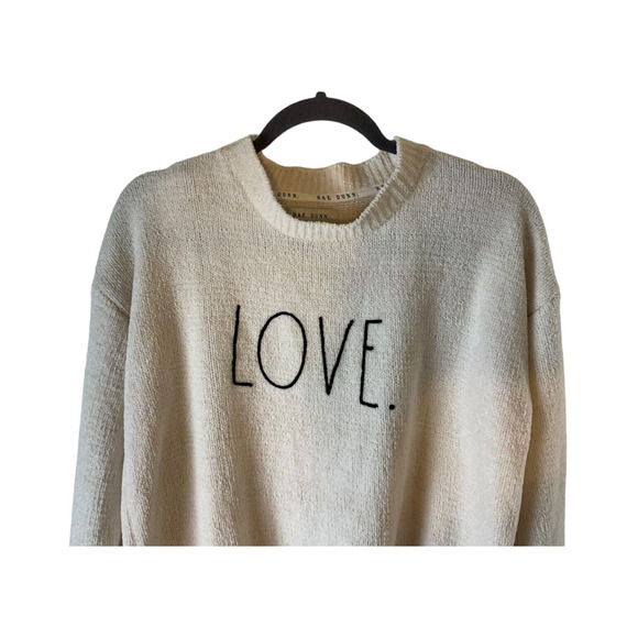 Rae Dunn Women's Medium Ivory Cream Sweater Long Sleeve LOVE - Picture 9 of 11